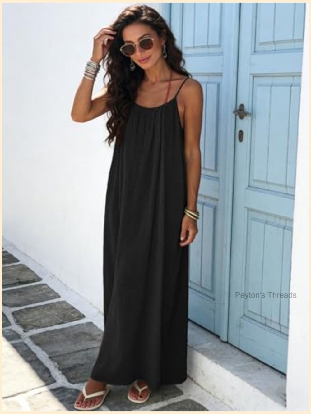 Backless Spaghetti Strap Maxi Dress Summer Casual Flowy Beach Sundress - Picture 5 of 7
